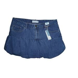 Dakota Blue Women’s Denim Bubble Mini Skirt Blue Size L NWT